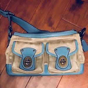 Coach blue leather handbag